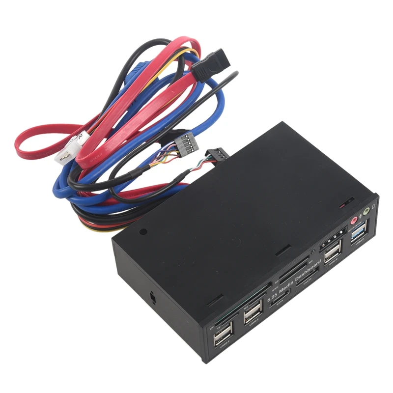 Lector de tarjetas multifunción para salpicadero de medios, Panel frontal de 5,25 ", USB 2,0, USB 3,0, 20 pines, e-sata SATA - imagen 4