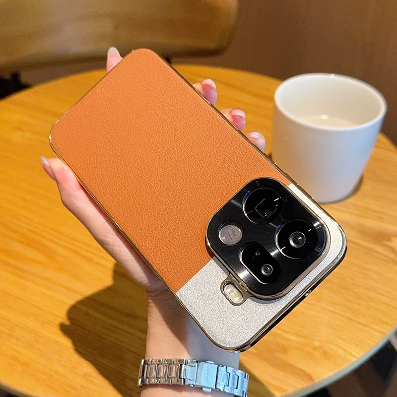 Para OPPO Find X9 Pro funda de lujo de cuero PU revestimiento de piel funda protectora trasera para Find X9 X8 Pro X8 Ultra X8S + carcasa de teléfono - imagen 2