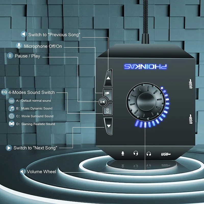 Tarjeta de sonido externa para ordenador profesional, adaptador de Audio USB para PC, Windows, portátiles, ordenadores de escritorio con interfaz USB de interfaz de 3,5mm - imagen 5