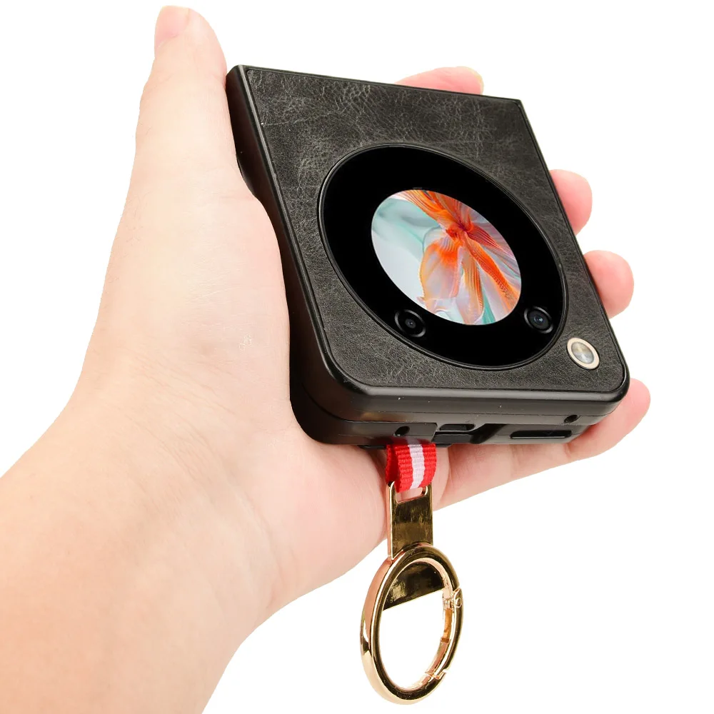 Funda de cuero con soporte de pulsera de lujo para ZTE Nubia Flip 5G, funda con anillo abridor, Coque Fundas Capa - imagen 4