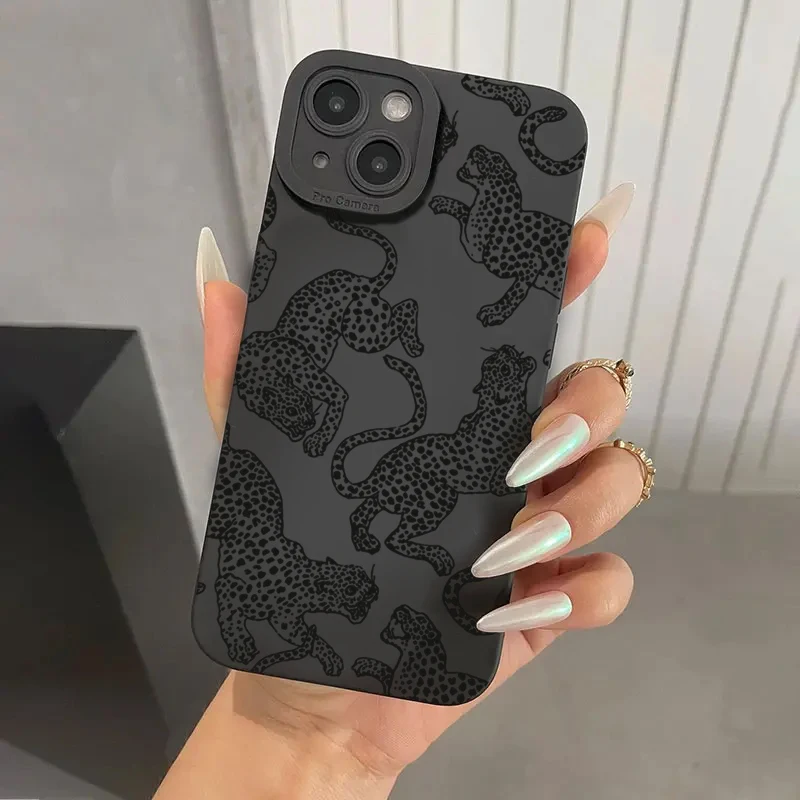 Funda de teléfono de silicona con estampado de leopardo negro para Xiaomi Redmi Note 14 13 12 11 Pro Plus 5G 12S 11S Redmi 13C 14C 12 4G - imagen 2