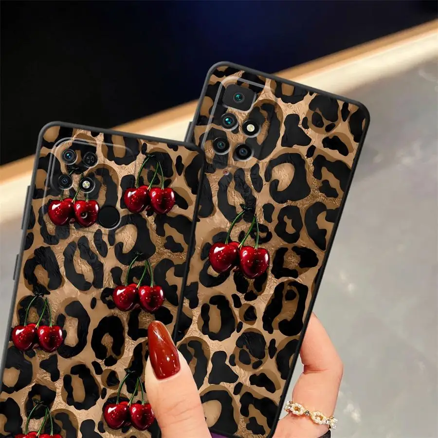 Funda para Xiaomi Redmi K40 K80 Pro 13C A4 9 A3 10 A1 A2 Plus 12C A5 14C funda negra suave para teléfono patrón de estampado de leopardo Premium - imagen 2