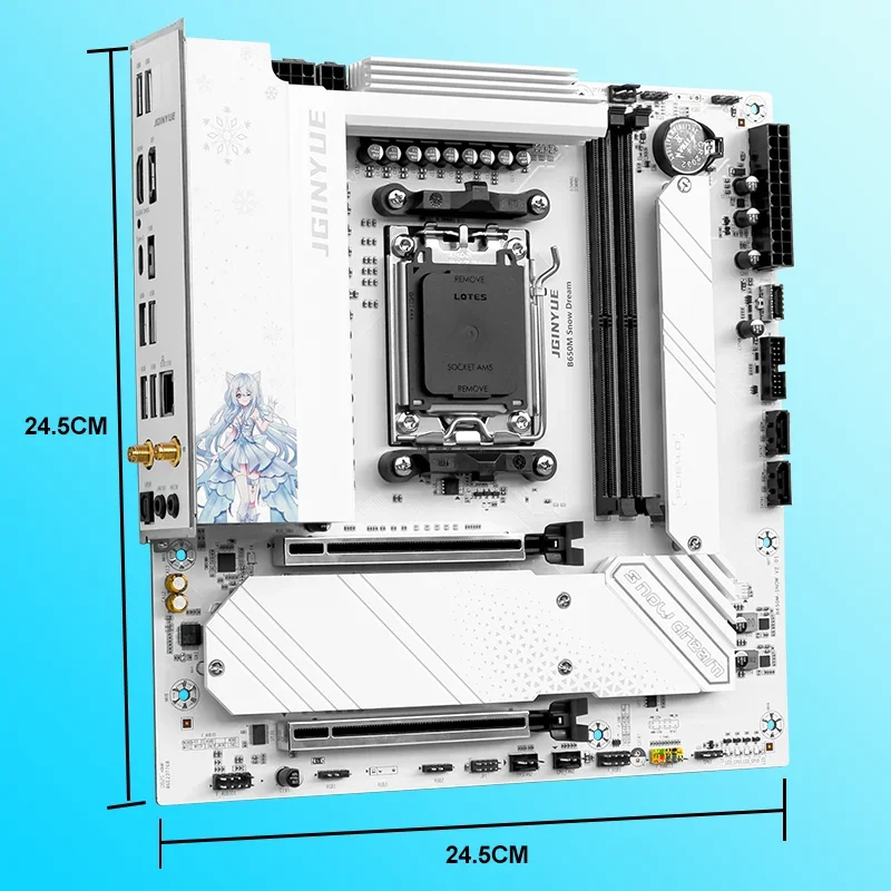JGINYUE B650M AM5 juego de placa base con R5 7600X 2*16GB = 32GB DDR5 6000Mhz ARGB PCIe 4,0 × 4 M.2 B650M Snow Dream M-ATX placa base - imagen 3
