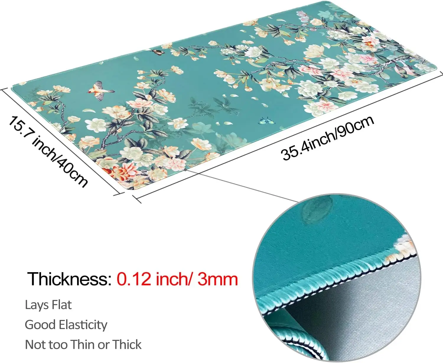 Alfombrilla de ratón Extra grande de 900x400MM, alfombrilla de ratón de escritorio para juegos Floral tradicional chino, alfombrilla de ratón de escritorio para teclado XXL para ordenador portátil - imagen 3