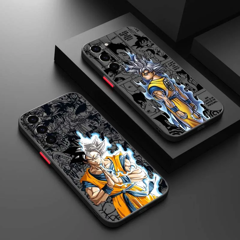 D-Dragon Ball Goku Cool para Samsung Galaxy S25 S24 S23 S22 FE Plus Ultra 5G funda de teléfono translúcida esmerilada