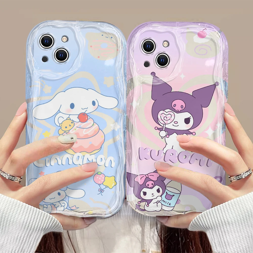 Funda de silicona suave con dibujos animados para iPhone, carcasa con diseño de cinnamons, kuromis, ondas 3D, para modelos 16, 15, 14, 13, 12, 11 Pro Max, Mini, X, XR, XSMAX, 8, 7, 6S Plus