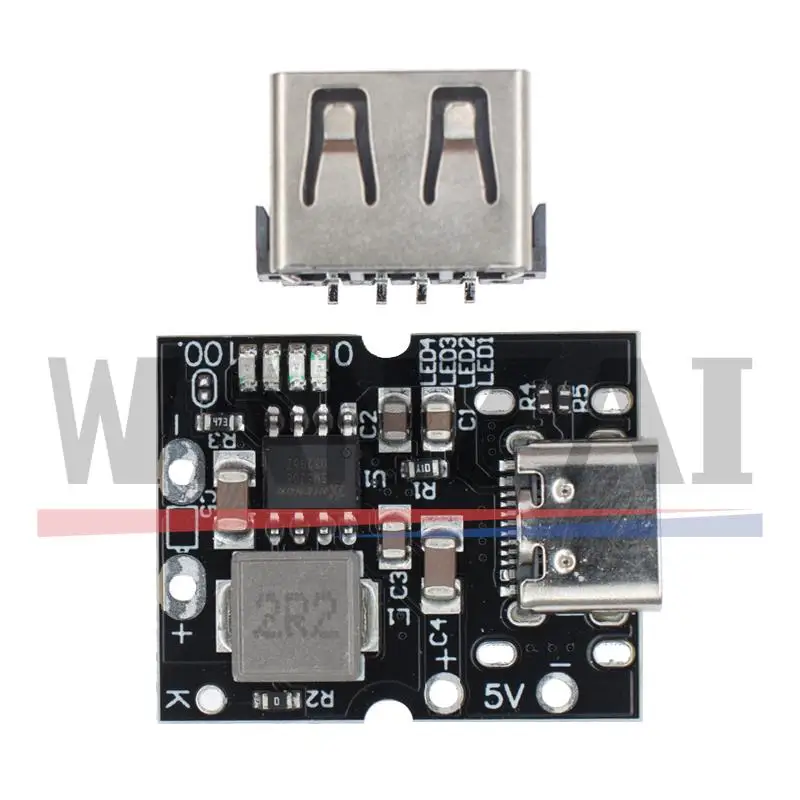 Convertidor de refuerzo USB tipo C 5V 2A, módulo de potencia elevador, placa de protección de carga de batería de litio, pantalla LED USB para cargador DIY - imagen 2