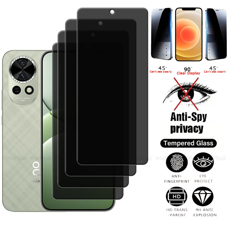 4 Uds para Huawei Nova 13 vidrio Huawei Nova 13 Nova13 Protector de pantalla de vidrio templado privacidad Anti-espía Huawei Nova 13