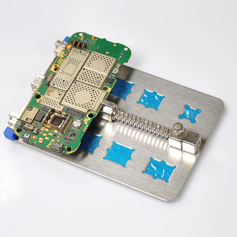 Soporte de placa de circuito con abrazadera de reparación de TE-071 con Chip IC, almohadilla antideslizante, ranura de eliminación de pegamento, plataforma de soldadura de acero inoxidable - imagen 3