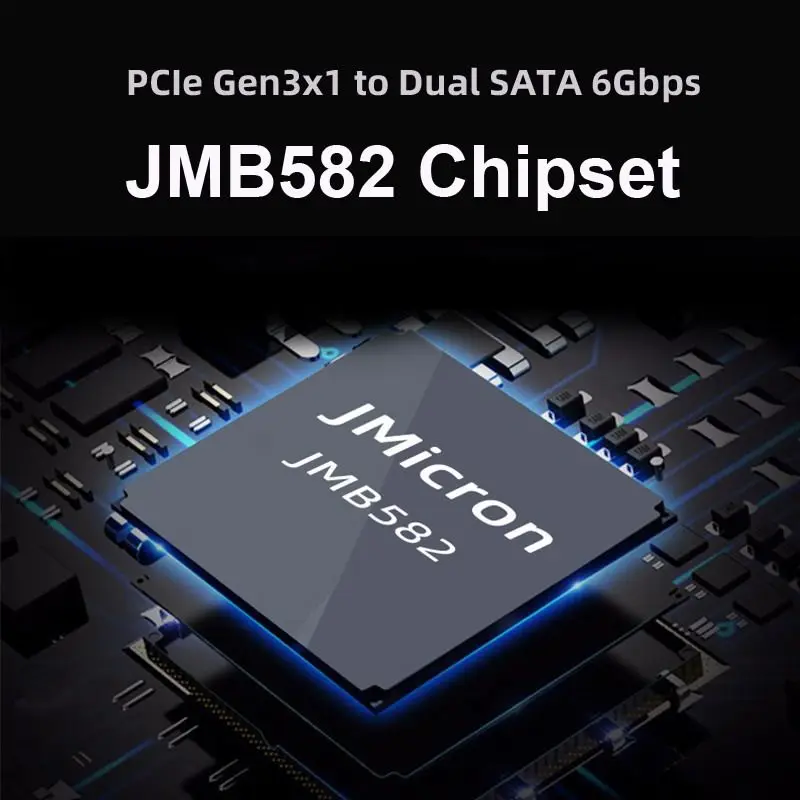 Chenyang-adaptador Vertical NGFF Key B + M PCI Express a SATA 3,0, 6Gbps, puertos duales, convertidor de tarjeta de extensión de disco duro, JMB582 - imagen 4