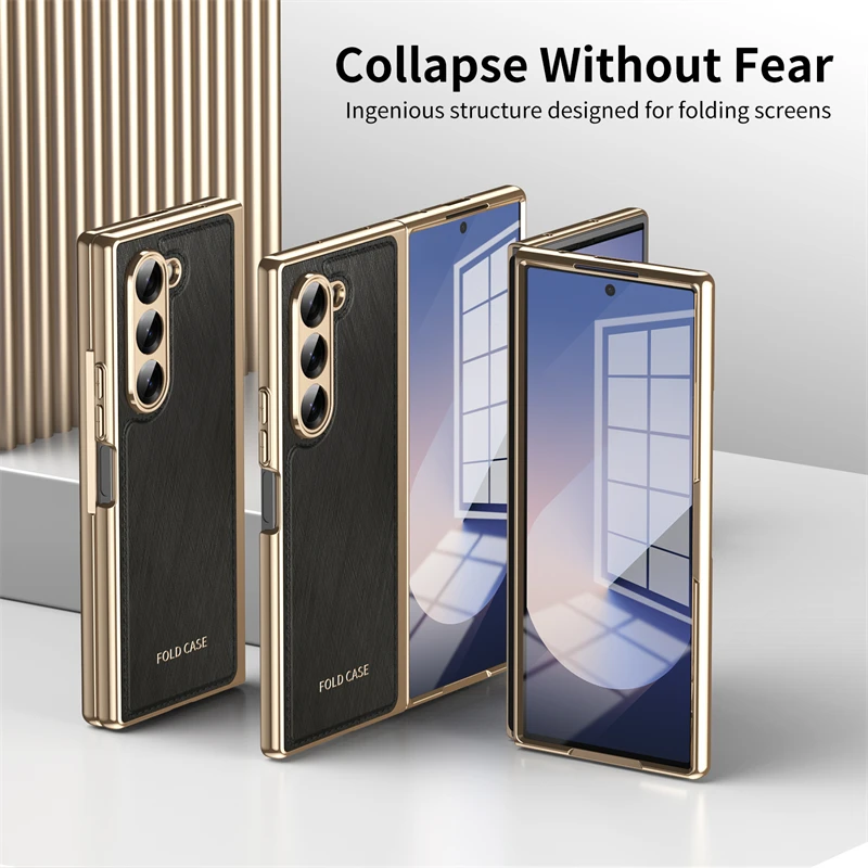 Funda de teléfono de cuero con textura de seda de lujo para Samsung Galaxy Z Fold 6 5 4 3 5G, funda ultrafina mate a prueba de golpes para Galaxy Z Fold6 - imagen 4