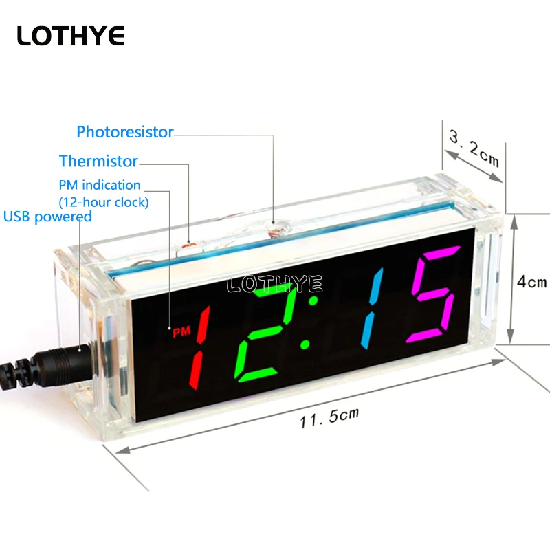 Reloj de tubo Digital Led multifunción, Kit electrónico de bricolaje, 51 microcontroladores, alarma Multicolor, pantalla de semana, Kit de soldadura divertido - imagen 2