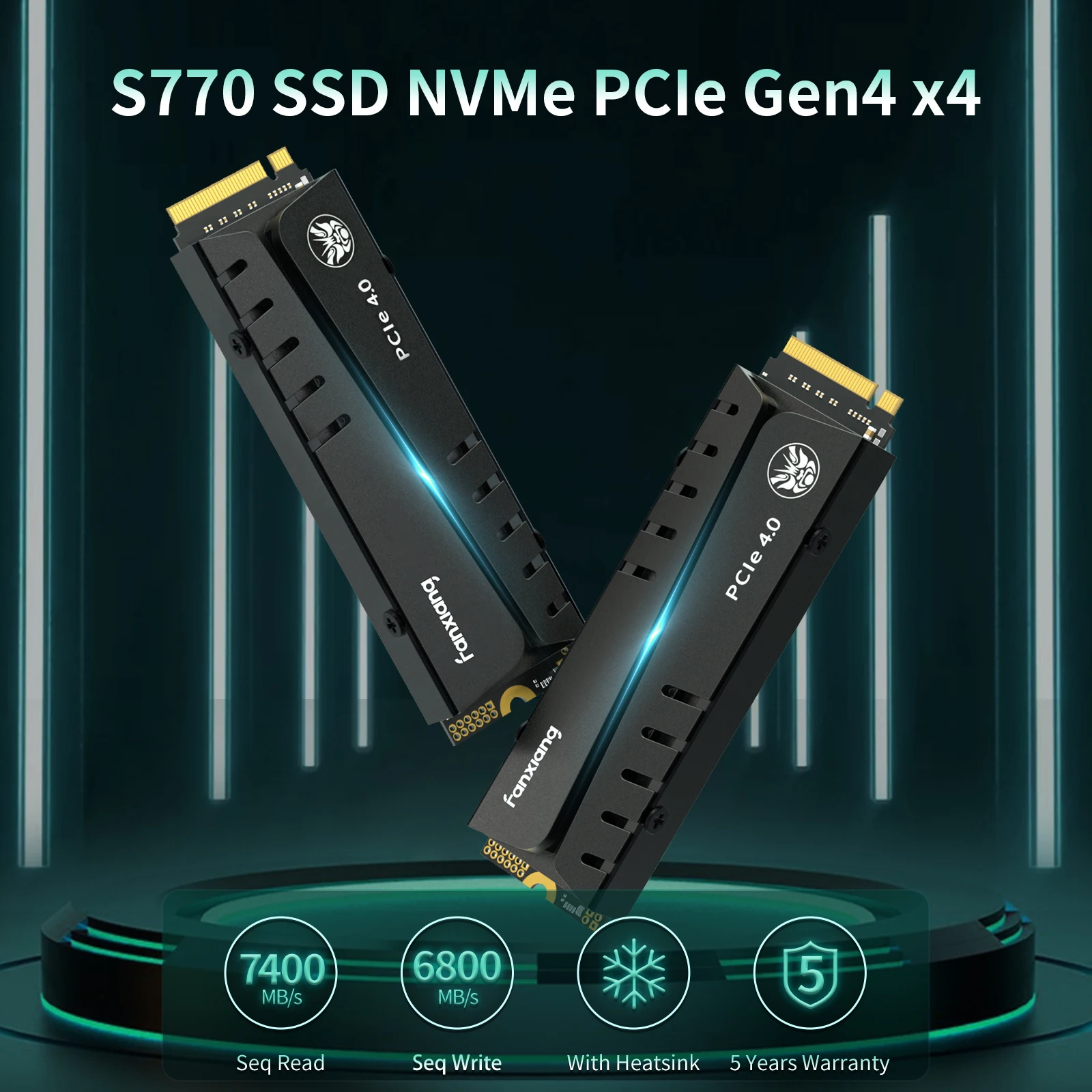 [Envío UE/EE. UU.] Fanxiang S770 M.2 SSD NVMe 7300 MB/s 1TB 2TB 4TB PCIe4.0x4 unidad de estado sólido interna para disco duro SSD de escritorio PS5 - imagen 2