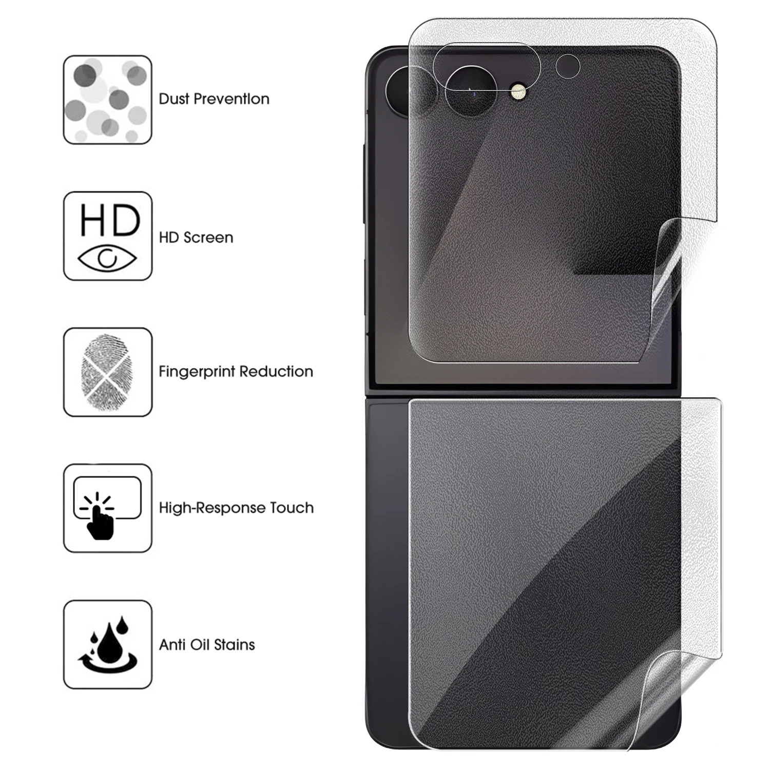 Películas de hidrogel mate esmerilado para Samsung Galaxy Z Flip 7 ZFlip7 5G, cubierta completa frontal y trasera, protectores de pantalla de TPU suaves, 1-9 Uds. - imagen 2