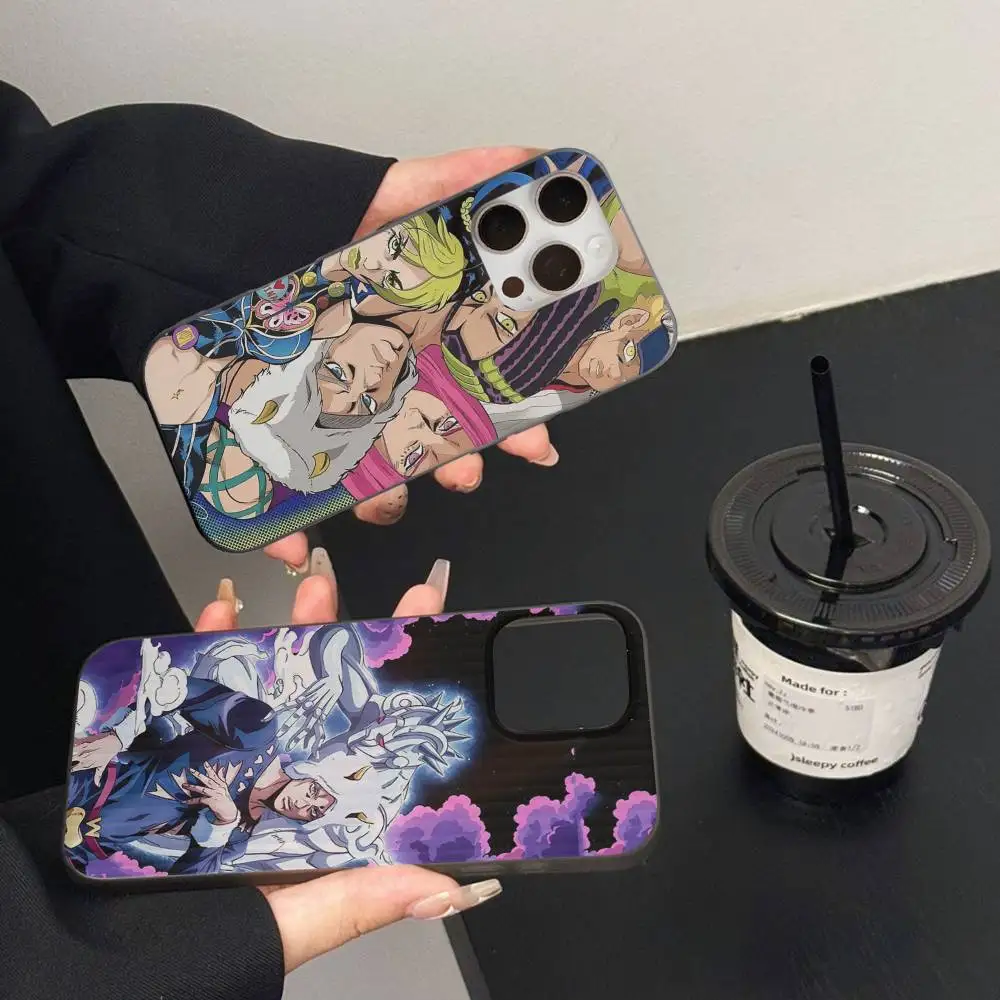 Funda de teléfono JoJo's Bizarre Adventure, funda de teléfono con patrón corrugado para iPhone 17 Air 16 15 14 13 Pro Max, funda mate a prueba de golpes