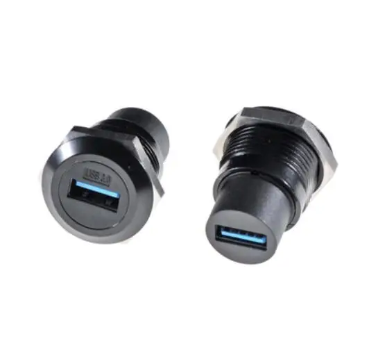 Conector de montaje en Panel de chasis de forma redonda USB 2,0 3,0 hembra a través del cable de datos de extensión de enchufe - imagen 3