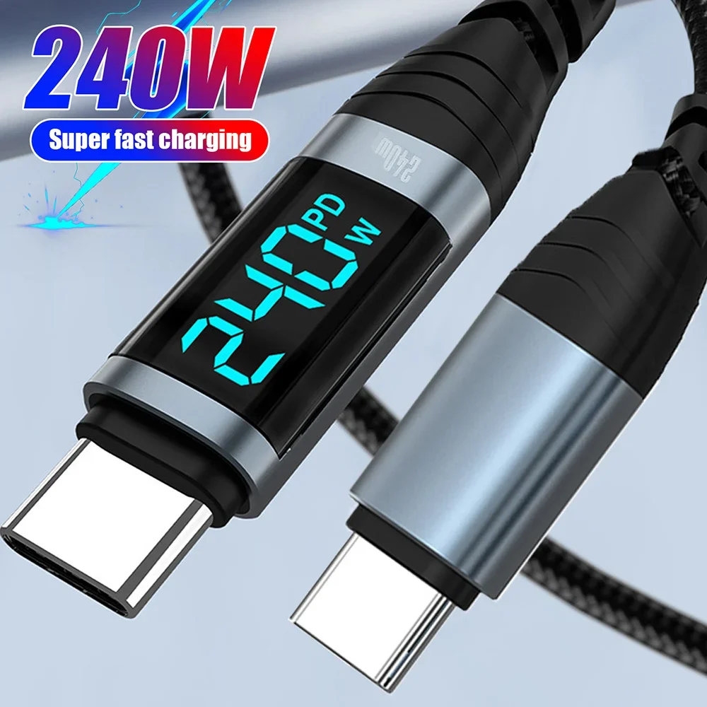 Cable USB C 240W PD3.1 cargador de teléfono de carga rápida Cable de datos para iPhone 15 16 Samsung Xiaomi Huawei tipo C a tipo C Cable rápido - imagen 2