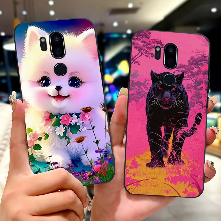 Para LG G7 ThinQ funda lindo gato de lujo cubierta pintada suave funda de teléfono delgada para LG G7 ThinQ G7Thinq LM-G710 G710 G7 + bolsas de cubierta trasera - imagen 3