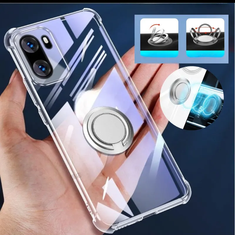 Para Oneplus Ace 6 funda con soporte de anillo magnético transparente para Oneplus Ace 6T 1 + 15R funda de teléfono de silicona suave a prueba de golpes - imagen 3
