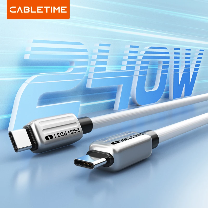 CABLETIME PD 240W Cable USB C PD3.1 Tipo C Cables de carga rápida Cable de alimentación USB C a C para Macbook Laptop iPhone 16 XIAOMI - imagen 2
