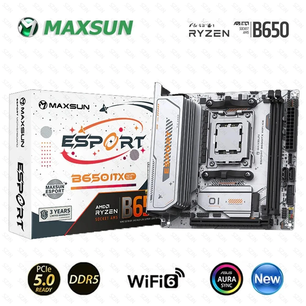 Placa base Maxsun B650M ITX Ryzen AM5 DDR5 compatible con 1 * PCIe5.0x16 2 * PCIe4.0x4 M.2 ARGB WIFI 6 integrada
