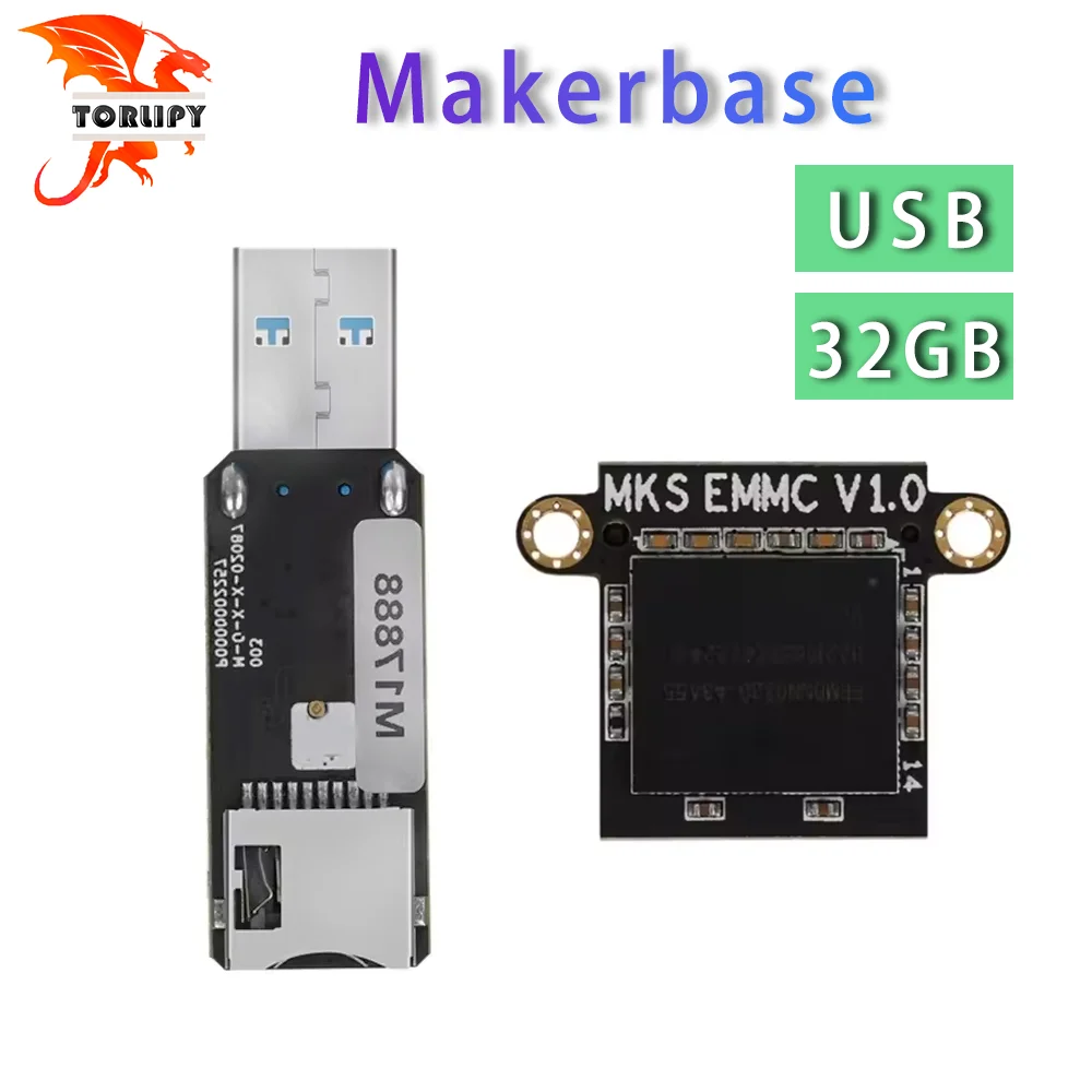 Makerbase MKS EMMC-ADAPTER V2 lector USB 3,0 tarjeta de expansión de memoria de 32GB para módulo MKS EMMC tarjeta Micro SD TF MKS Pi MKS SKIPR 3D