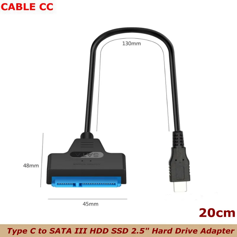 Cable adaptador SATA a USB 3,0 USB-C para disco duro SSD HDD externo de 2,5 pulgadas SATA 3 22 pines USB 2,0 a Sata III Cable de hasta 6 Gbps