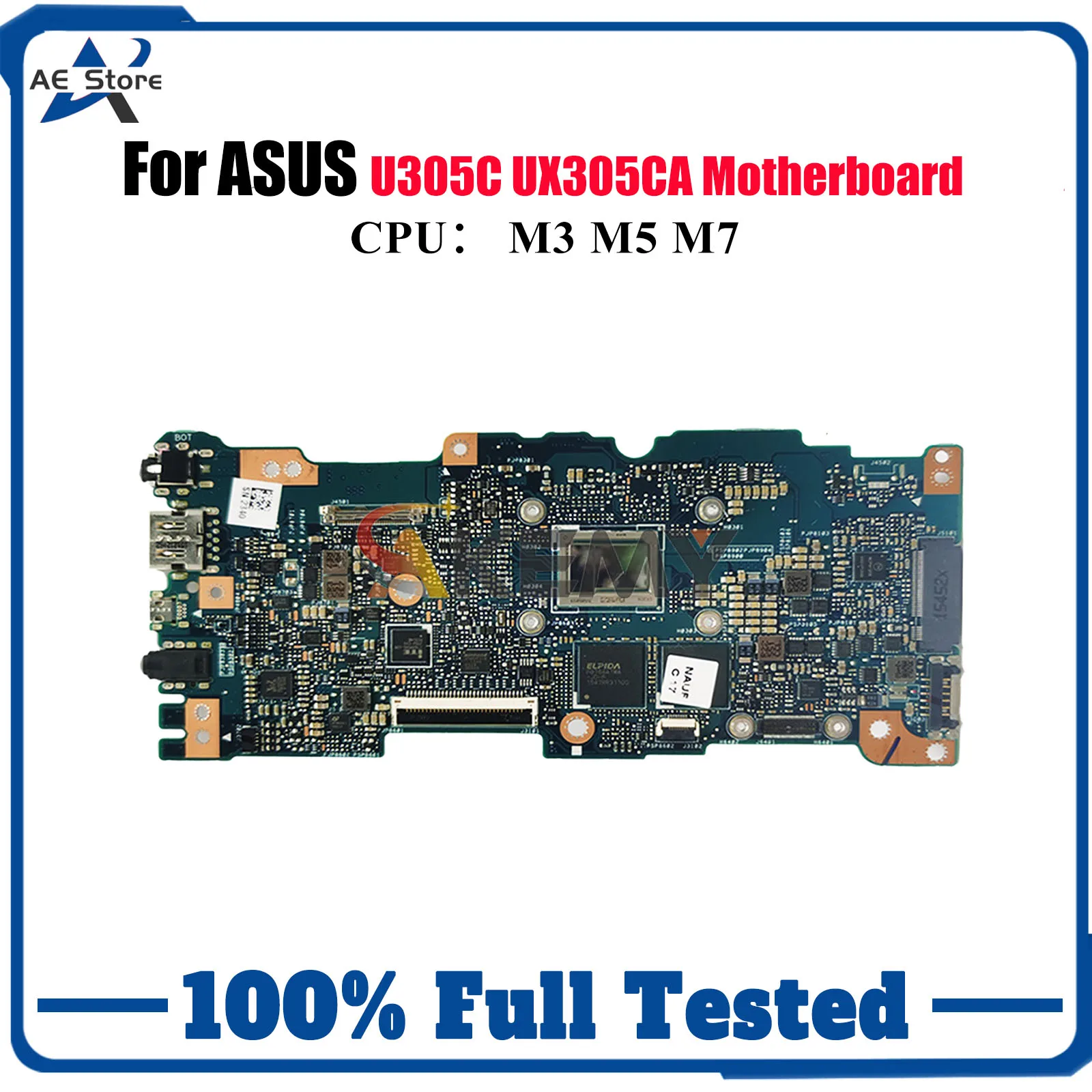 Placa base para ordenador portátil UX305CA para ASUS ZenBook UX305C UX305CA U305C placa base para portátil con CPU M3 M5 M7 100% pruebas OK envío rápido