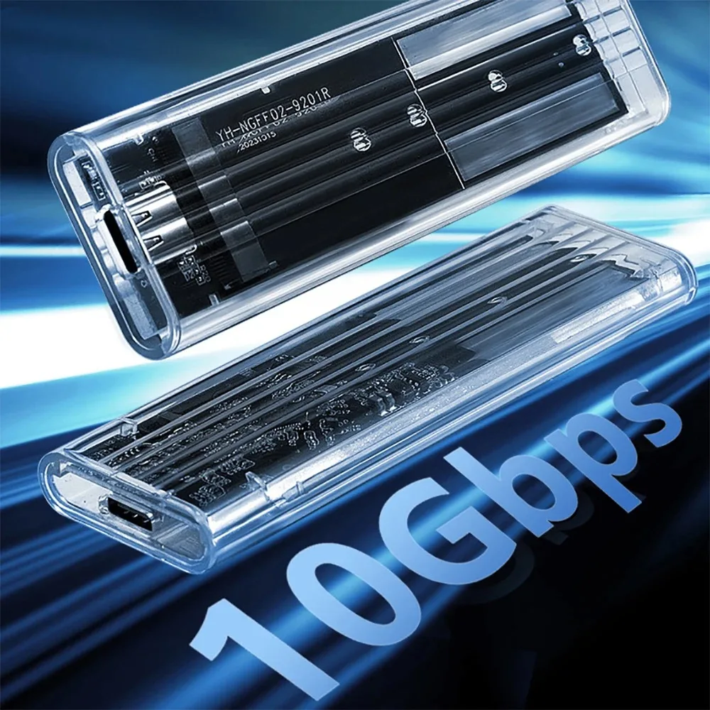 M.2 NVME PCIe NGFF SATA protocolo Dual SSD carcasa transparente USB tipo C 10Gbps PCI-E M2 SSD caja de disco duro externo transparente - imagen 2