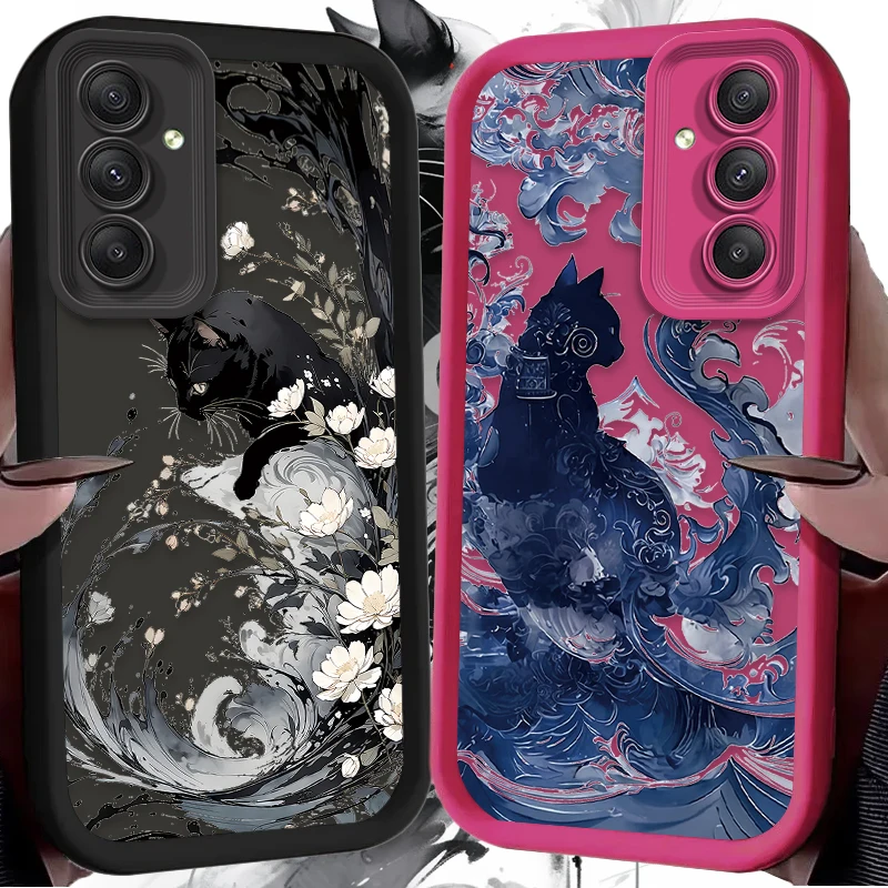 Funda blanda Art Splash-ink Cat para Samsung Galaxy A54 A05 A05S A34 A24 A14 A53 A33 A23 A13 A52 A52S A32 A22 A12 A71 A51 A31 A50