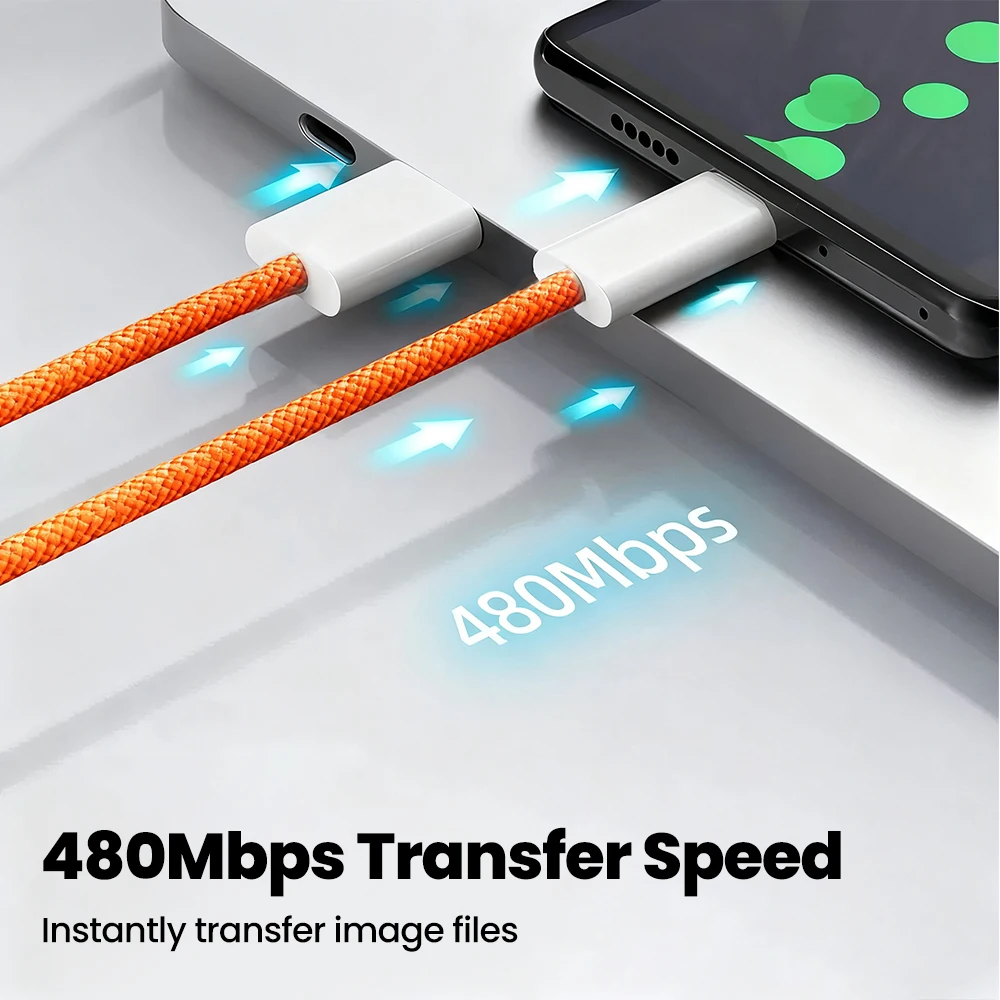 Cable USB C a tipo C de 60W para iPhone 17 16 15 Plus Pro Max PD Cable cargador de carga rápida con aguja de tarjeta para Xiaomi Samsung - imagen 4