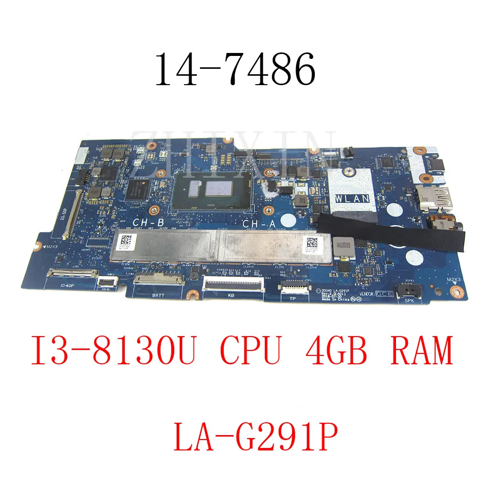 Yourui para Dell Chromebook 14-7486 placa base para ordenador portátil SR3W0 I3-8130U 2,2 GHz 4GB RAM CN-0WDK4K 0WDK4K DDG40 LA-G291P placa base