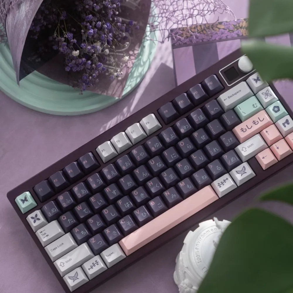 Shinobu Kocho tema Keycap 155key PBT personalizado lindo rosa púrpura teclado Cap Cherry perfil Gaming KeyCap para teclado mecánico - imagen 3