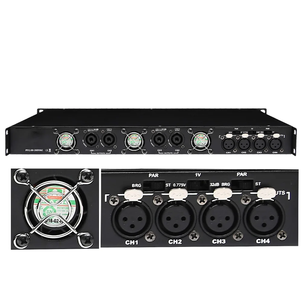 Paulkitson-amplificador de potencia Digital profesional DN4100, 4 canales, Clase D, serie Amp, 4 Ω, 4x1500w, Rack estándar, 1U, PFC - imagen 5