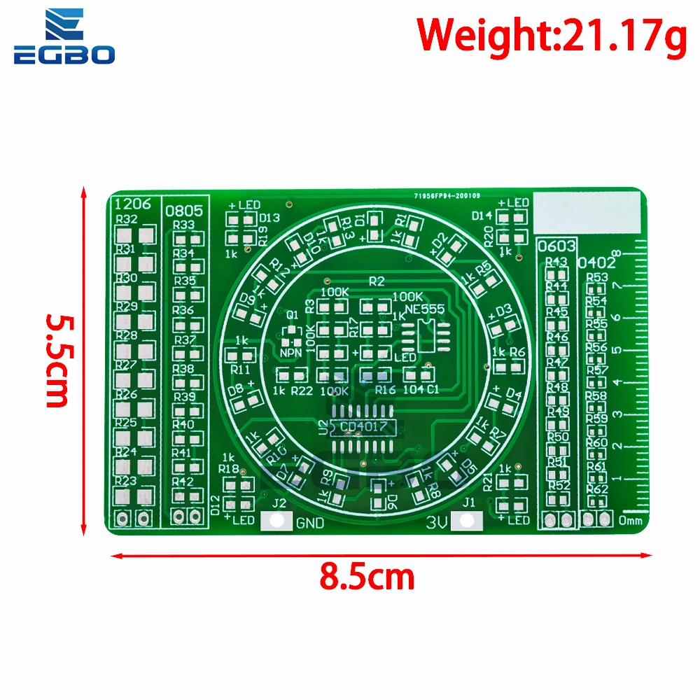EGBO-Placa de práctica de soldadura SMD NE555 CD4017, componentes LED intermitentes giratorios, circuito electrónico de habilidad, Suite de entrenamiento, Kit de bricolaje - imagen 3