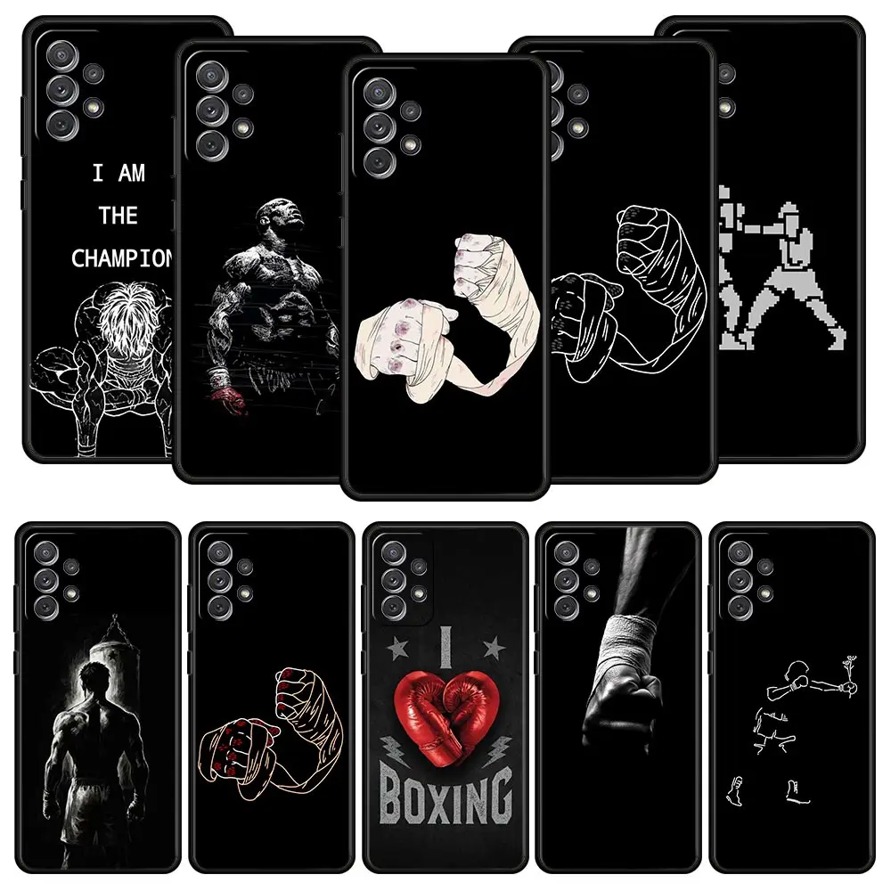 Funda de teléfono con temática de campeón de boxeo para Samsung A51 A71 A21S A17 A11 A15 A25 A23 A33 A53 A73 A07 A03S A05S A13 A35 A55 5G