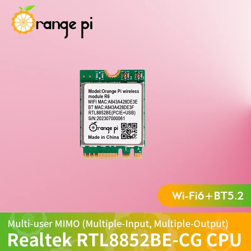 Módulo WiFi Orange Pi R6 2,4G/5G Wi-Fi6 de doble banda + BT5.2 con PCIE para placa OPi 5 Plus módulo inalámbrico de interfaz M.2 E-Key - imagen 2