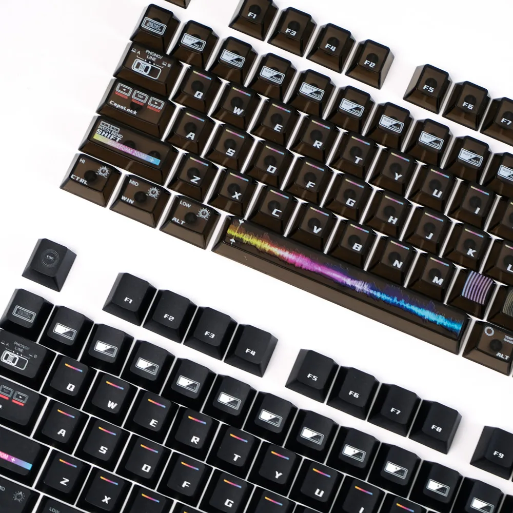 2 juegos de teclas de DJ, teclas transparentes negras de 160 + 114 teclas, perfil de cereza, Material PBT, teclas para teclado mecánico - imagen 2