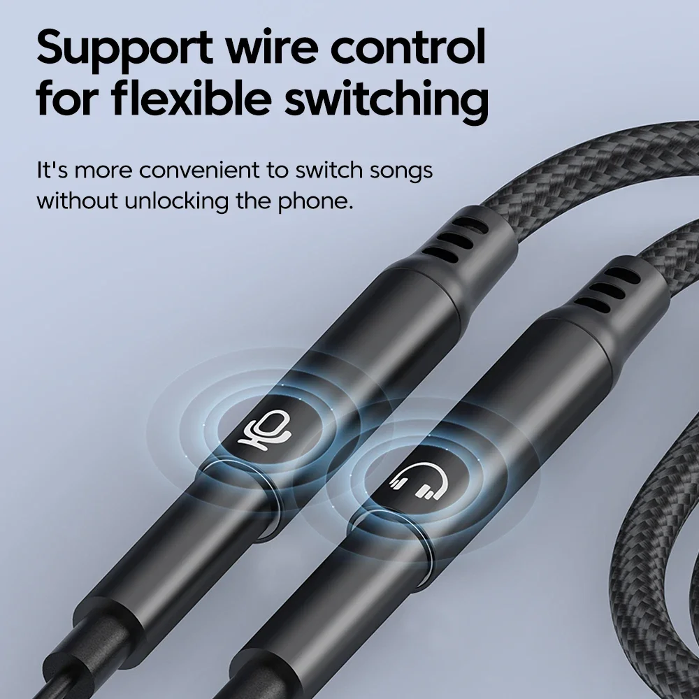 Cable de Audio tipo C macho a conector de 3,5 MM adaptador hembra Dual DAC 2 en 1 Cable divisor de micrófono de voz y música para iphone 15 16 - imagen 3