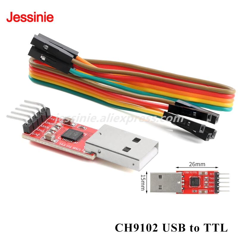Módulo CH9102 de 5 uds./1 unidad, USB a TTL USB a puerto serie, microcontrolador UART STC, Cable de descarga, módulo programador - imagen 2