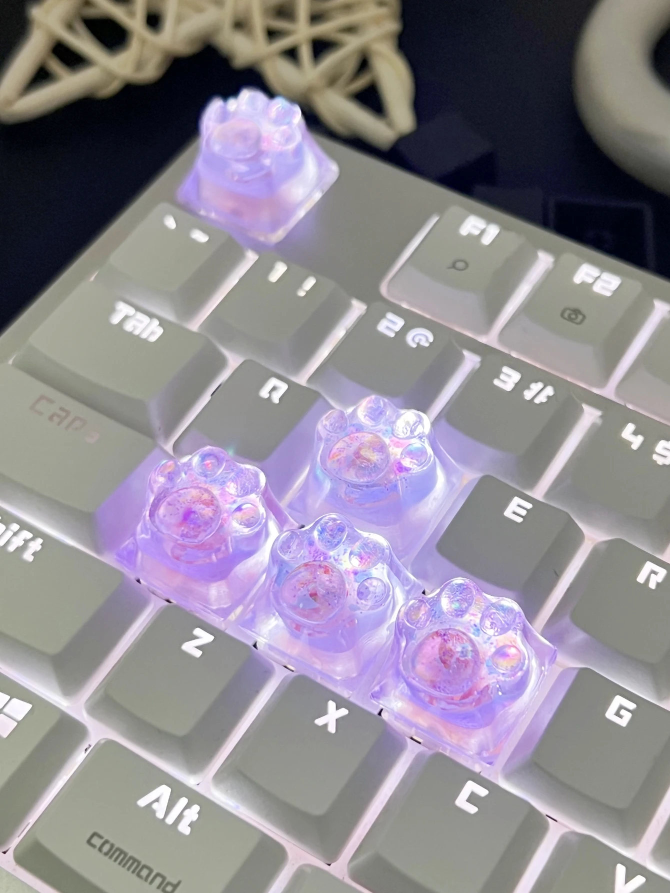 4 Uds nueva gran oferta translúcido gato garra Keycap eje transversal Teclado mecánico Keycap decoración