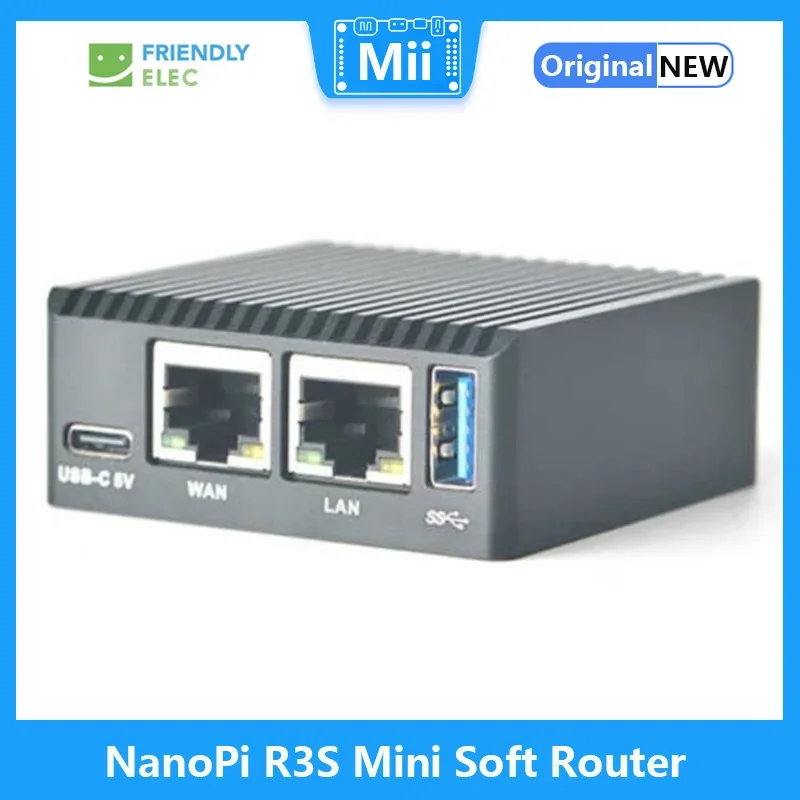 Friendly NanoPi R3S LTS 1GB/2GB RAM 0GB/32GB EMMC Mini enrutador suave con Rockchip RK3566 Android Box puerto de red dual