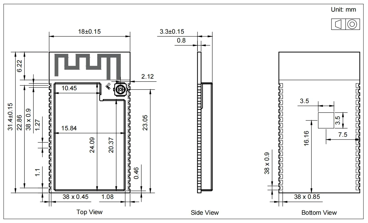 Módulo Espressif ESP32-WROVER-IB ESP32-WROVER-IB-N16R8 Módulo Wi-Fi/Bluetooth de doble núcleo - imagen 3