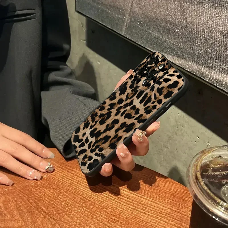 Funda de teléfono de silicona suave con estampado de leopardo, carcasa a prueba de golpes para iPhone 11, 12, 13, 14, 15, 16 Pro Max, XS, X, XR, 7, 8 Plus, 15 - imagen 5