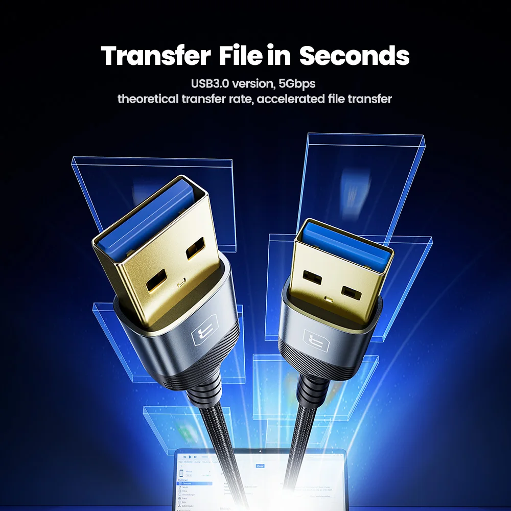 Toocki UBS 3,0 Cable de extensión USB-A Cable macho a macho extensor USB 3,0 para TV Box PC radiador disco duro cámara Cable de datos - imagen 3