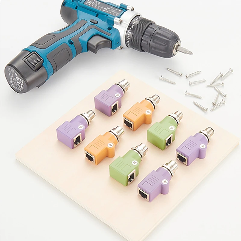 Adaptador giratorio industrial M12 de 8 pines tipo X a RJ45, conector de extensión Ethernet, 4 pines, código D, 8 pines, cabezal macho tipo A, enchufe de red