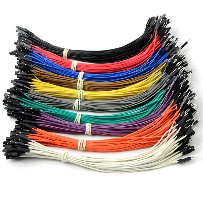 100 Uds 20cm hembra a hembra macho a macho 1 Pin doble cabeza línea Dupont conector Cable de puente 2,54mm paso 1pin Cable - imagen 3