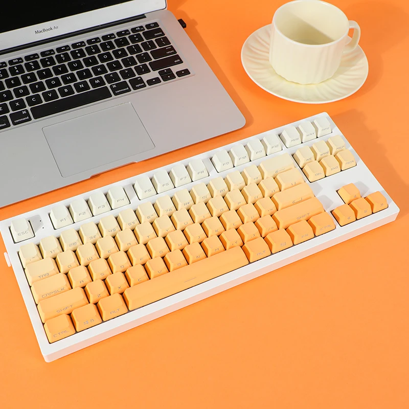 Teclas gradientes naranjas, tapa transparente retroiluminada, PBT, doble disparo, lado/superior, impresión, perfil OEM para teclado MX Switch GK6 - imagen 3