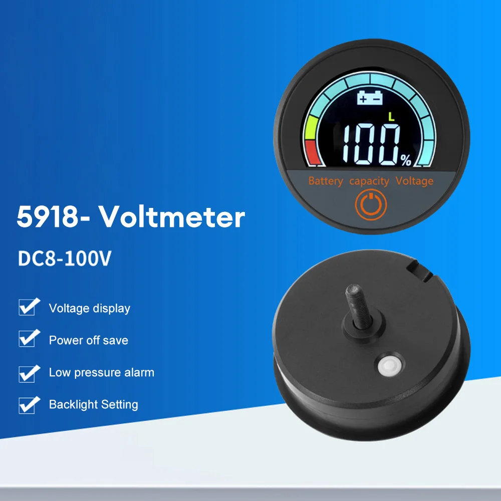 5918 DC 8-100V voltímetro Digital indicador de potencia impermeable Monitor de capacidad de batería Digital probador de voltímetro de vehículo - imagen 2