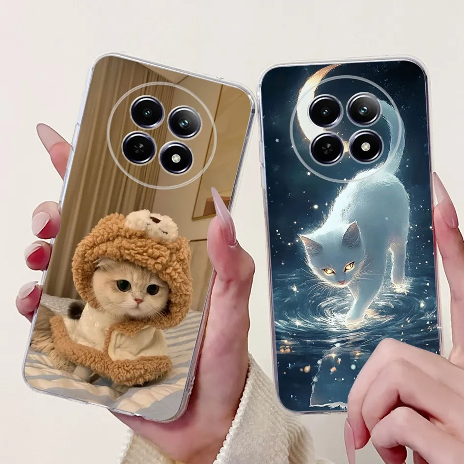 Para Realme 12X 12 5G funda RMX3999 lindo gato dibujos animados funda trasera de silicona suave para Realme 12 Pro + parachoques Realme12 12 Pro Plus Coque